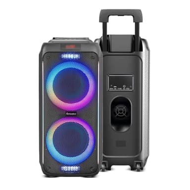 Fontastic Party-Lautsprecher Zeal - Bluetooth Lautsprecher mit USB-Wiedergabe, AUX und MicroSD - Karaoke Box mit Mikrofon und LED Leuchteffekten - tragbares Soundsystem - Schwarz