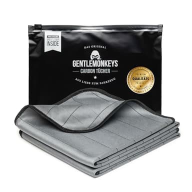 GENTLEMONKEYS Carbontücher (2er Set) • Carbon Mikrofasertücher für streifenfreie Autoscheiben • Auto Fensterputztücher Set • Mikrofasertücher Auto Glastuch • 350 GSM (50x40cm)