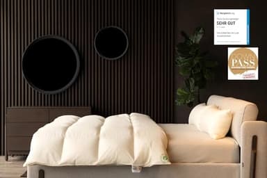 Vitaschlaf® Bio-Luxe KBA Daunendecke TESTSIEGER – W6 Extra Warm, 100% Gänsedaunen, Organic, Deutsche Premium-Qualität, Downpass Zertifiziert, 155x220 cm
