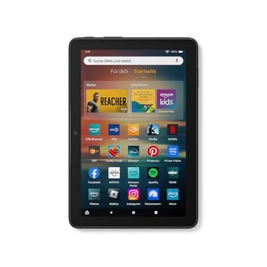 Zertifiziert und generalüberholt Amazon Fire HD 8-Tablet, 8-Zoll-HD-Bildschirm, 3 GB RAM, 32 GB Speicher, für Unterhaltung unterwegs, schwarz (2024) – mit Werbung