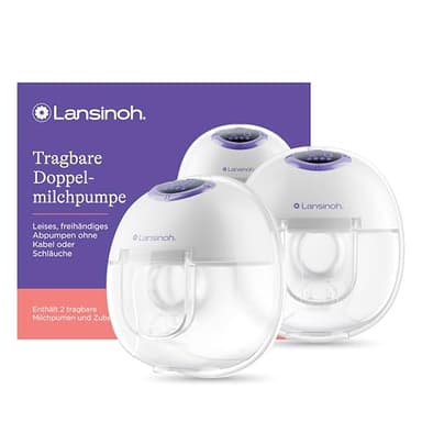 Lansinoh tragbare elektrische Doppelmilchpumpe – freihändig und leise abpumpen ohne Kabel & Schläuche – wiederaufladbarer Akku – einfache Bedienung & Reinigung - handsfree