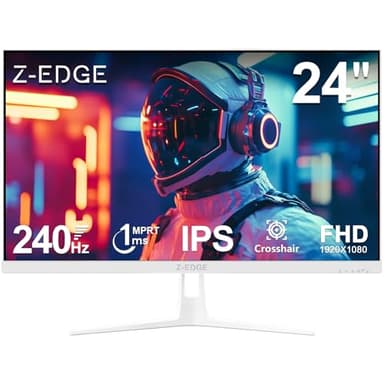 Z-Edge 24 Zoll 240Hz Gaming Monitor IPS Panel 1ms MPRT Full HD 1080P, 350cd/m² Helligkeit, HDR10, FreeSync, HDMI & DisplayPort, VESA Kompatibel - Weiß