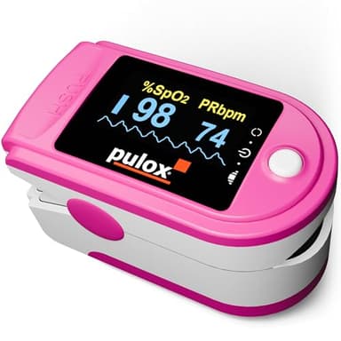 Pulsoximeter Pulox PO-200 Solo in Pink - Messung von Sauerstoffsättigung (SpO₂), Herzfrequenz (Puls) und Perfusions Index (PI)