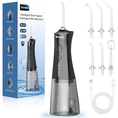 Glracd Munddusche Testsieger 2025, 350ml Wassertank Water Flosser, 2500 mAh munddusche kabellos, 4 Modi & DIY-Einstellung des Wasserdrucks Zahnzwischenraumreiniger, Zahndusche für die Mundreinigung