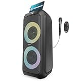 MAJORITY P300 Tragbarer Partybox Bluetooth Lautsprecher | 300W Leistung und 8H Akku | Karaoke Maschine mit Mikrofon, TWS Multi Speaker Link, Xtra Bass, und LED-Licht