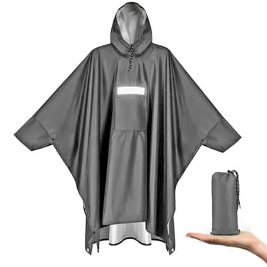 Vankarr Regenponcho Wasserdichter Leichter Regencape mit Kapuze Taschen Reflexstreifen Atmungsaktiv Regenjacke Fahrrad Herren Regenmantel Damen mit Belüftet Regen Poncho Freien Camping Wandern