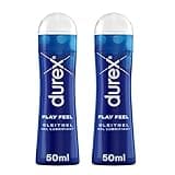 Durex Play Feel Gleitgel auf Wasserbasis - Leichtes, seidiges Gleitmittel für gefühlsechtes Empfinden in der praktischen Dosierflasche, (2 x 50 ml), 100 ml