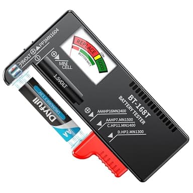 Dlyfull Batterietester Pro mit Magnet-Halterung gegen Herausfallen – Batterie Tester für AA, AAA, C, D, 9V & 1.5V Knopfzellen – Präzises Batterieprüfgerät ohne Strom