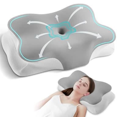 Silkena Kissen, Nackenkissen Memory Foam, Ergonomisches Kopfkissen mit Nackenstütze für Seiten-, Rücken-, Bauchschläfer