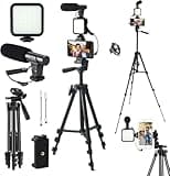 Vlogging-Kit, YouTube-Starter-Kit, Vlogging-Kit für iPhone/Android-Telefone/Kameras, Telefonhalter für Videoaufnahmen mit Ausziehbarem 50inch Stativ/Mikrofon/Aufhelllicht/Aufnahmefernbedienung