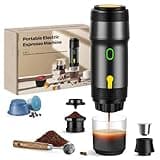 ICARE 3-in-1 Tragbarer Espressomaschine, 20BAR, 92°C Extraktion, 12V 7500mAh Akku Kaffeemaschine Klein, USB/Auto-Ladung, Camping Kaffeemaschine Auto Kompatibel mit Kapseln und Kaffeepulver, Schwarz