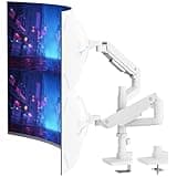 PUTORSEN Monitorhalterung 2 Monitore übereinander für 17-49 Zoll Flach & Curved Bildschirme, Monitorarm 2 Monitor mit Gasfeder, Höhenverstellbar, Neigbar Schwenkbar, 2-20 kg/arm