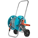Gardena 18502-26 Aquaroll Schlauchwagen S Set, komplett mit 20 m Schlauch, Systemteilen und Sprühdüse, Grau, Türkis, Schwarz, Silber, Orange, 36x44x48cm