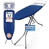 SCHWANFELD® Premium XXL Bügelbrett 122x44cm Bügelfläche [EXTRA STABIL & HÖHENVERSTELLBAR] - Bügelbrett für Dampfbügelstation - Bügeltisch mit rutschfesten Füßen - Ironing Board mit Ablage (Made in EU)