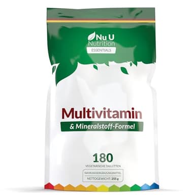Multivitamin-Tabletten für Männer & Frauen - 180 Tabletten - 6 Monats-Vorrat - 25 A-Z Multivitamine & Mineralien mit Eisen, Zink & Vitamin D - Eine pro Tag - Nu U Nutrition