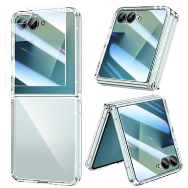 Doeshine Hülle für Samsung Galaxy Z Flip 7 Ultra Dünn, mit Displayschutzfolie, Silikon TPU Original Schutzhülle, Kristallklar Hart PC Shell Anti-Kratz Stoßfest Handyhülle (Transparent)