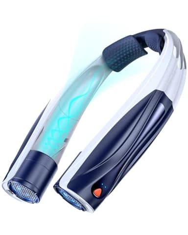 Lepwings Nackenventilator mit 6–23 Std Laufzeit, Tragbarer Halsventilator USB Wiederaufladbar, 6000mAh Akku, 6 Geschwindigkeiten, Leiser Nackenlüfter für Büro, Reisen, Sport & Outdoor – Dunkelblau