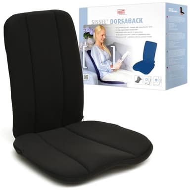 SISSEL® DorsaBack, Schwarz | Ergonomische Rückenstütze & Sitzhilfe | Verstellbare Sitzneigung | Leicht & Mobil | 3 Jahre Garantie | Ideal für Büro & Zuhause | Fördert gesundes Sitzen