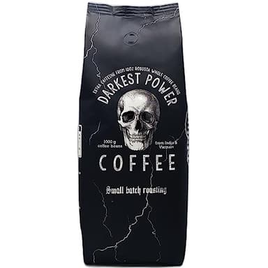 Darkest Power Coffee | Kaffeebohnen extra stark | Espresso 100% Robusta | viel Koffein wenig Säure | 1000g ganze Kaffee Bohnen | geeignet für Vollautomat | mit Zufriedenheitsgarantie