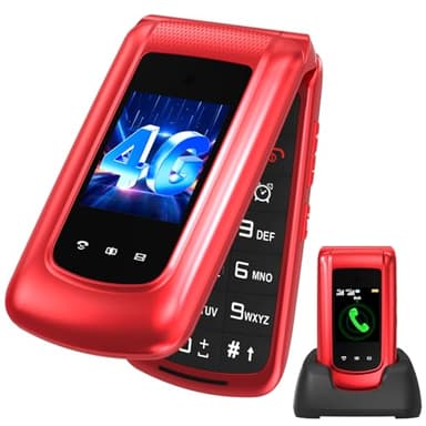 uleway 4G Seniorenhandy Klapphandy ohne Vertrag mit Großen Tasten, Senioren Handy mit Dual-SIM-Steckplatz, HAC-Kompatibilität, 2,4" Farbdisplay, Kurzwahl, Taschenlampe, SOS Knopf, Ladestation