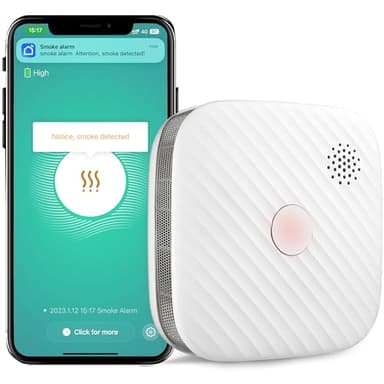 SECAIR Smart Rauchmelder WLAN,Vernetzt Rauchmelde mit Magnethalterung,Photoelektrischem Sensor und austauschbarer Batterie,Homematic Feuermelder für Smart Home (1-Pack)