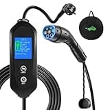 Yigowyigo Ladekabel Elektroauto Typ 2 Schuko 10 Meters, 3,68kW, 6A-16A, Tragbares Ladekabel Elektroauto mit Handtasche, IP67, IEC-62196, Mobile wallbox Ladegerät für Elektroauto mit LED-Digitalanzeige