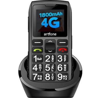 artfone 4G Seniorenhandy ohne Vertrag | SIM mit Notruftaste | Rentner Handy Große Tasten | Taschenlampe | Akku Lange Standby-Zeit | USB-C | Tastenhandy mit Ladestation | 1,77 Zoll Farbdisplay