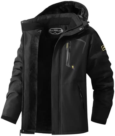 MAOYSSEN Herren Skijacke Winterjacke wasserdicht Mantel winddicht Baumwolle Fleece gefüttert Jacke Multifunktionstaschen