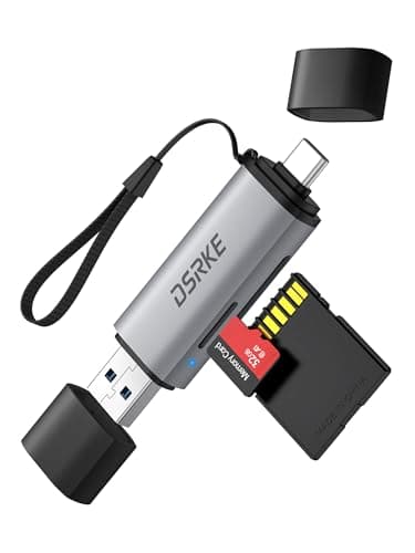 DSRKE SD Kartenleser, USB 3.0 & USB C Dual Stecker Kartenlesegerät SD Karten Adapter für SD/SDHC/SDXC/microSD | Kompatibel mit iPhone 17/16/15, MacBook, Android & Windows