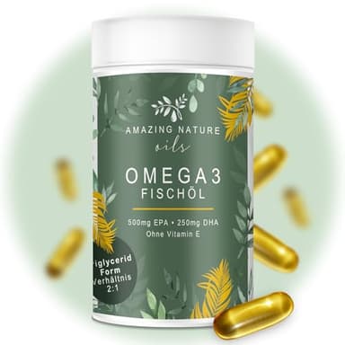 Omega 3 Fischöl Kapseln hochdosiert. 1000 mg Omega-3 pro Tagesdosis mit 500 mg EPA & 250 mg DHA in nur einer Kapsel – 120 Kapseln Premium Qualität