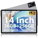 MAXLEGEN 2025 Neueste Android 14 Tablet, 14" 2.5K Touch Display, 36GB RAM+256GB ROM 1TB TF SIM Tablet, 4G LTE+5G WiFi, Octa-Core, 4 Lautsprecher, 13MP, 11580mAh, GMS, GPS, inkl. Pen/Hülle/Kopfhörer