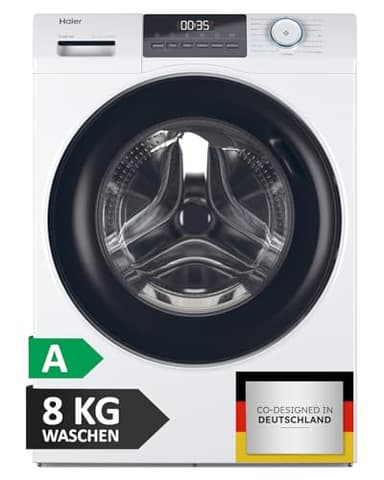 Haier Frontlader Waschmaschine 8kg I I-PRO SERIE 1 HW80-BP14929 I Washing Machine mit A-Effizienz, 1.400 U/Min. & sparsamem Inverter-Motor I Inkl. Refresh- sowie Expressprogramm und Mengenautomatik