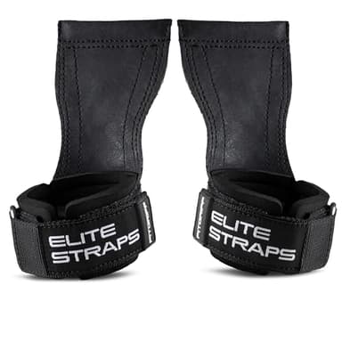 Fitgriff® Elite Straps 2.0 - Zughilfen mit Gummi-Pad für Krafttraining - Bodybuilding, Fitness, Gym - Lifting Straps - für Frauen und Männer (Schwarz, M/L)