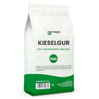 PLANTAWA Kieselgur 5kg | 100% Natürlich und Nachhaltig | Diatomaceous Earth | Fein Gemahlenes Kieselgur Pulver Ohne Chemische Behandlungen | Vielseitig Einsetzbar