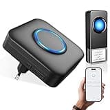 WIFI Türklingel Funk, Funkklingel Aussen Wasserdicht Kompatibel mit Smartphone App, 0-110dB Laute Klingel Haustür mit 32 Melodien, Doorbell mit Fernbenachrichtigung, Haustürklingel mit LED-Blitz
