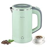 Towwoo 800ML Reisewasserkocher Klein, 600W Schnelles Kochen Mini Edelstahl Wasserkocher, Überhitzungsschutz Leise Reise Mini Wasserkocher Elektrischer Kettle für Tee Kaffee Babymilch, Gestreifter Stil
