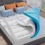 ELEMUSE Matratzen Topper 180x200cm, H4 Hart Gel Topper mit Waschbarem Flauschigem Bezug und Gelschaum, 7CM Höhe Weicher und Bequemer Matratzentopper für Boxspringbett und Unbequeme Betten Schlafsofa