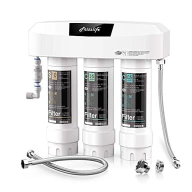 Frizzlife SK99 Untertisch Wasserfiltersystem, 3-stufige 0,5 Mikron Wasserfilter Trinkwasser, NSF/ANSI 42&53 Zertifiziert, Entfernt 99,99% Blei, Chlor, Chloramin, Fluorid, Geruch & Schlechten Geschmack