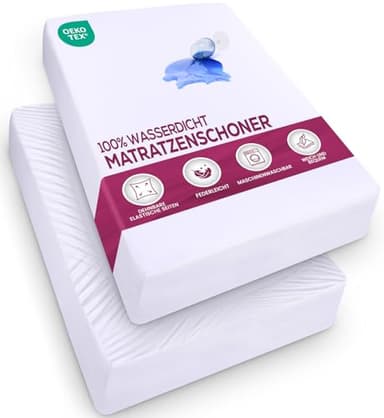 Utopia Bedding Wasserdichter Matratzenschoner, 180 x 200 cm, für Matratzen bis zu 30 cm Höhe, Leichter und Weicher Jersey-Matratzenbezug mit Dehnbaren Seiten - weiß