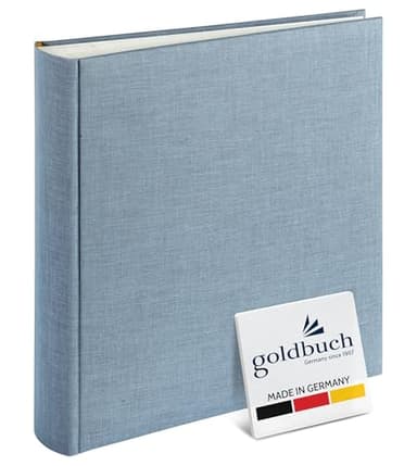 goldbuch 31607 Fotoalbum Summertime Trend 2, Fotobuch mit 100 weißen Seiten mit Pergamin Trennblätter, Foto Album mit Leinen Einband, bis zu 600 Bilder, Hochwertiges Papier, Blau / Grau, 30 x 31 cm