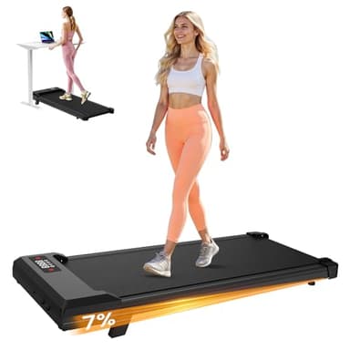 HomeFitnessCode Walking Pad mit Steigung für Zuhause - Laufband mit Neigung Walkpad Untertisch Elektrisch 1-8 KMH Walk Band Gehband, Schwarz