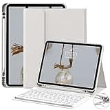 JKSML Tastatur Hülle für iPad Air 11 Zoll (M2) 2024, iPad Air 5. Gen 2022/4. Gen 2020 10.9 Zoll Tastatur Hülle mit Pencil Halter, Abnehmbarer Bluetooth QWERTZ Tastatur, Auto Schlafen/Wecken (Grau)