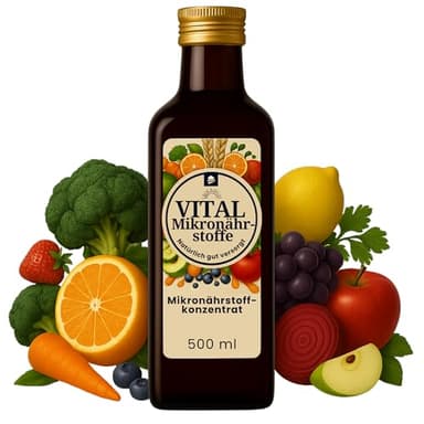 Vital Mikronährstoffkonzentrat für 50 Tage - Multivitamin Formel mit Vitaminen, Mineralstoffen und sekundären Pflanzenstoffen - Getränkekonzentrat mit über 65 Zutaten