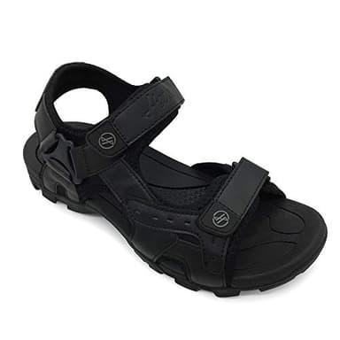 HEVA Sandalen Herren Leder Outdoor Sport Trekking Wander Sandalen (40 EU Schwarz)