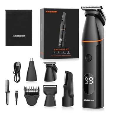 Intimrasierer Mann, Körperrasierer Herren, 4 in 1 Barttrimmer Männer mit Nasenhaartrimmer, wiederaufladbarer Elektrorasierer für Körper, Intimbereich, Bart, Rücken, Hoden und Scham (Schwarz)