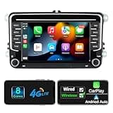 Android Autoradio mit Navi Bildschirm für VW Golf 5 6 Seat Passat, 8-Core 4GB+64GB Wireless Android Auto Carplay VW Radio, 7 Zoll VW Polo T5 Radio Bluetooth RDS FM GPS WiFi