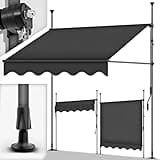 tillvex Klemmmarkise mit Handkurbel Balkon | Balkonmarkise ohne Bohren | Markise UV-beständig & höhenverstellbar | Sonnenschutz wasserdicht (Anthrazit, 400cm)