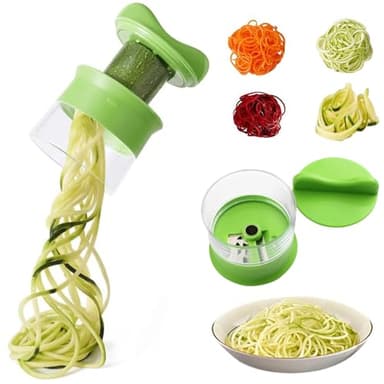 Onperpoe Spiralschneider Gemüse 4 in 1 Hand Gemüseschneider Gemüsehobel für Gemüsespaghetti Zucchini Spaghetti Schneider Gemüsenudeln Spiralschneider Karotte für Gurke Kartoffel Kürbis
