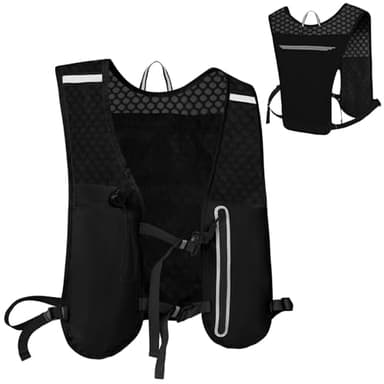 Alaoo Laufweste Damen und Herren, Multifunktionale Ultrleicht Fahrradrucksack, Verstellbare Brustgurte, Runing Vest Reflektierend für Laufen, Camping, Wandern usw. (Schwarz)