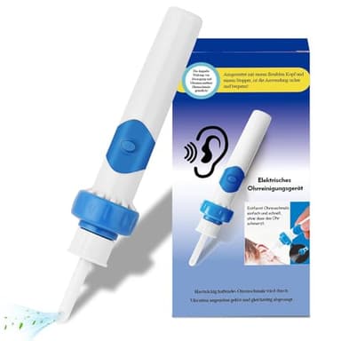 Ohrenschmalz Entferner Sauger, Oroclear Ohrenschmalz Ohrenreiniger,Elektrischer Ohrenschmalz Entferner mit Sauger und Waschbaren Ersatzköpfen,Zubehörset für Familien-Himmelblau